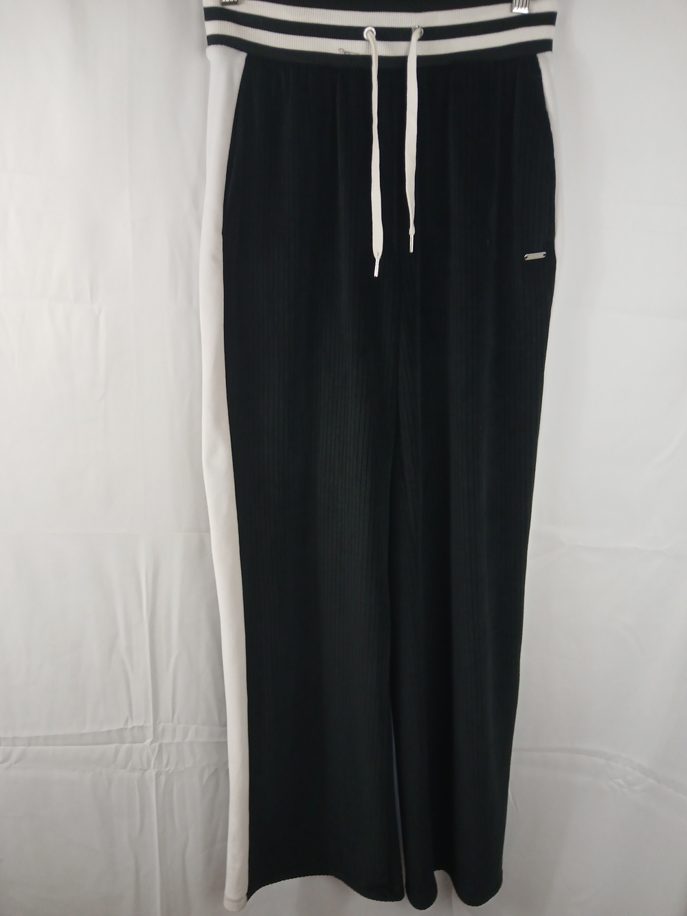 Limited Too Juniors XS Black White Ribbed Wide Leg Lounge Pants Drawstring